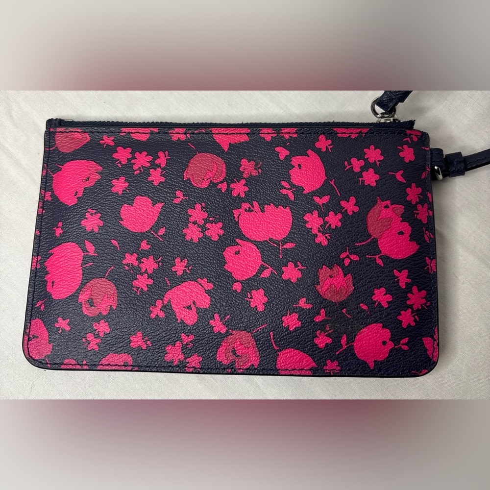 Coach Corner Zip Wristlet Purse, Prairie Calico Midnight Pink Floral EUC - Picture 5 of 8